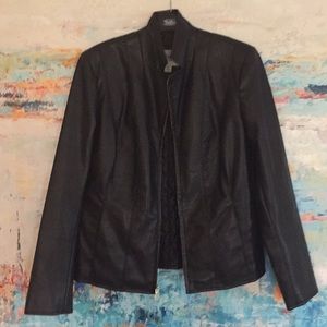 NEW Cole Haan Faux Leather Jacket Vegan Pockets M